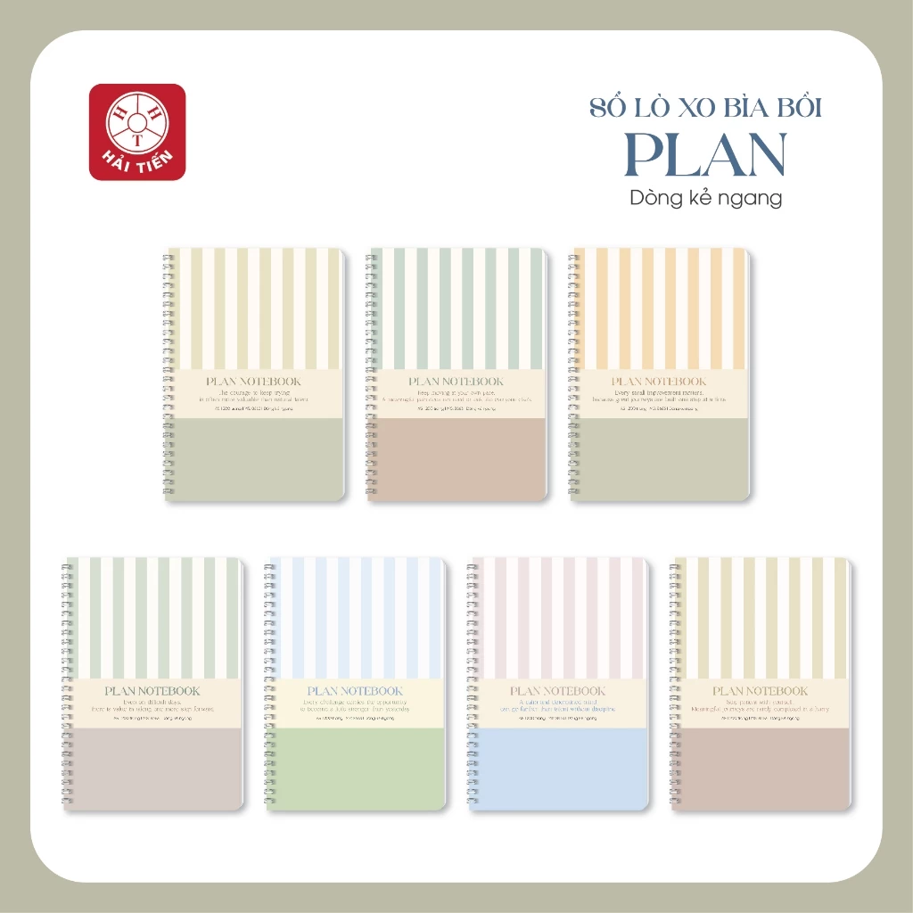 HẢI TIẾN Sổ lò xo bìa bồi Plan - ĐL 80g/m2 (A4,A5,A6,B5)