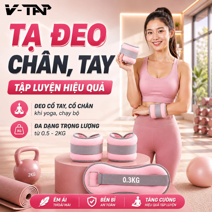 Tạ Đeo Tay Chân V-Tap Tăng Sức Bền Hỗ Trợ Tập Gym, Yoga và Các Bài Tập Rèn Luyện Thể Lực (1 Chiếc)
