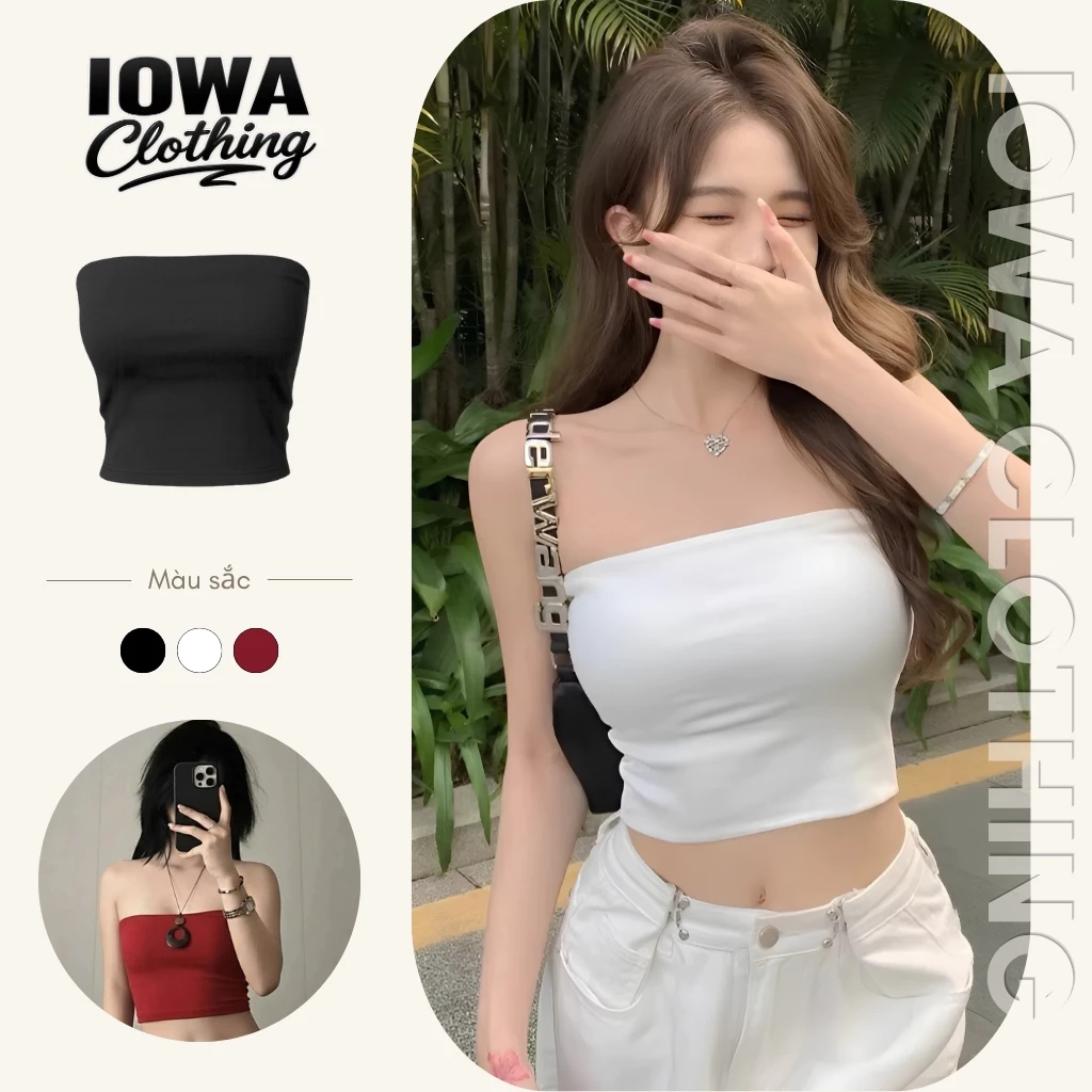 Áo Croptop Nữ Ống Ngắn Ôm Body IOWA CR36 - Thun Borip Co Giãn, Có Bigsize, Quây Tôn Dáng