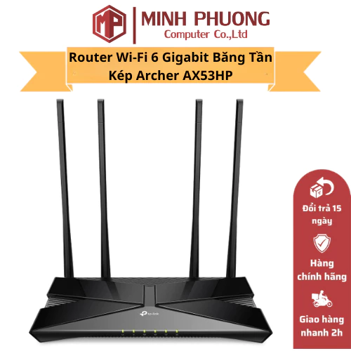 Router WiFi 6 TP-Link Archer AX53HP AX3000 4 Anten 7dBi Công Suất Cao, Cổng Gigabit, EasyMesh, WPA3 xuyên tường
