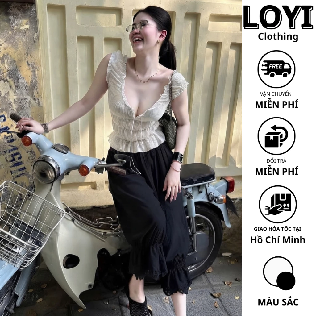 [Hỏa Tốc] Set Nữ Áo Hai Dây Cổ Chữ V + Quần Dài Bo Gấu, Set Đồ Nữ Gợi Cảm Dễ Thương Dạo Phố Cực Xinh