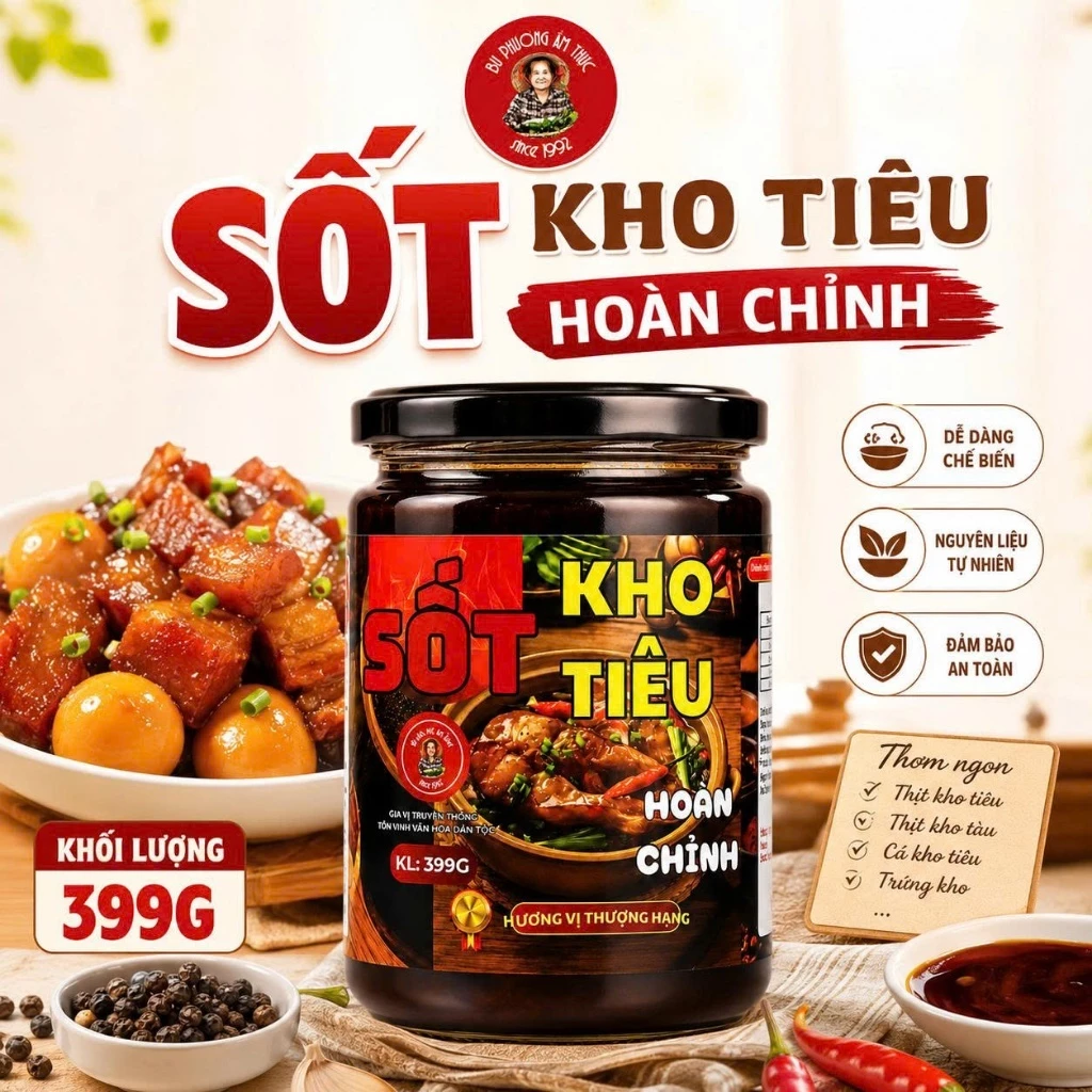Sốt Kho Tiêu Hoàn Chỉnh - Thương Hiệu Bu Phương Ẩm Thực (Chuẩn Vị - Đậm Đà - Không Chất Bảo Quản)