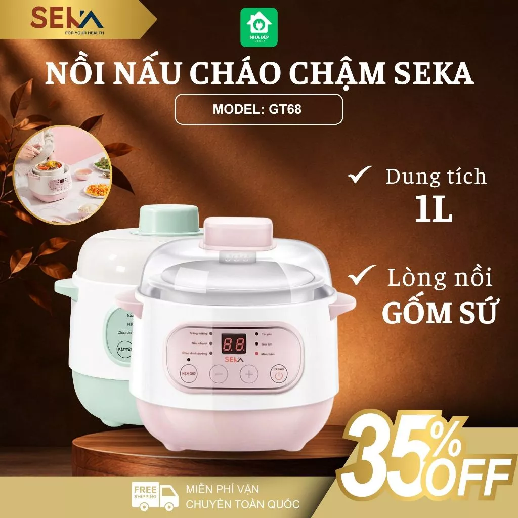 Nồi Nấu Cháo Chậm Cho Bé Ăn Dặm SEKA Chính Hãng, Nồi Chưng Yến Hấp Cách Thuỷ Cao Cấp - Nhà Bếp Thiên Hà