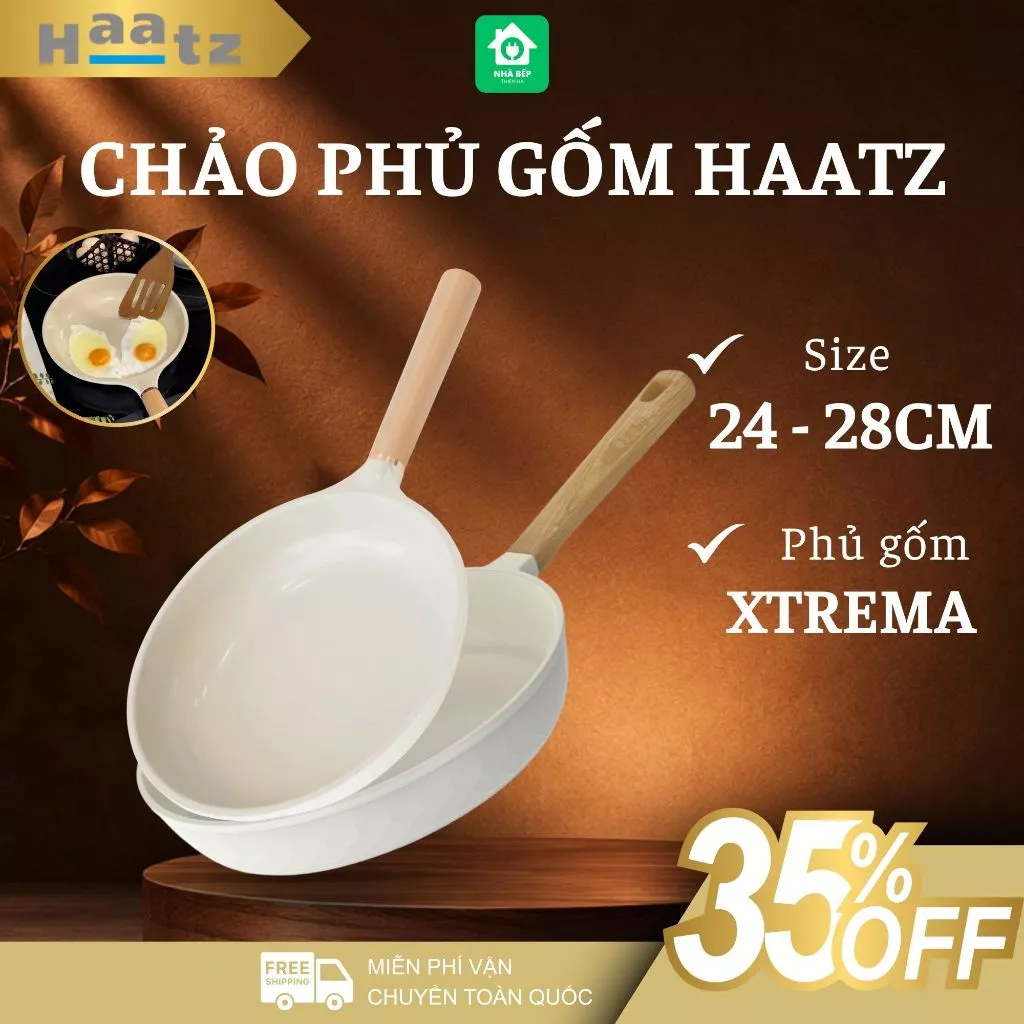 Chảo Nấu Ăn Chống Dính Haatz Phủ Gốm Xtrema An Toàn Cho Sức Khỏe, Tay Cầm Chắc Chắc - Nhà Bếp Thiên Hà