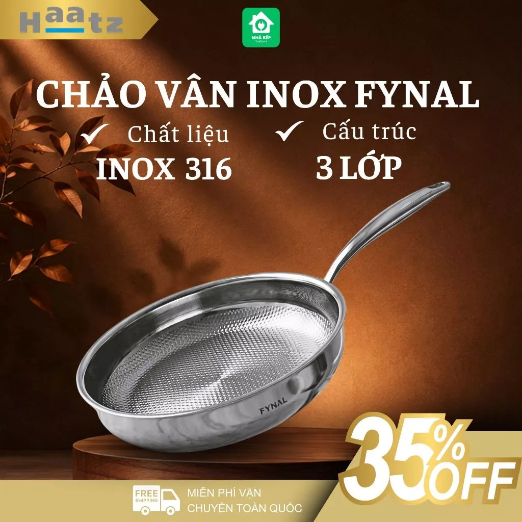 Chảo Vân Inox Fynal Fn-PL128 Inox 316 Cao Cấp, Công Nghệ Nano Hạn Chế Bám Dính Truyền Nhiệt Đều - Nhà Bếp Thiên Hà