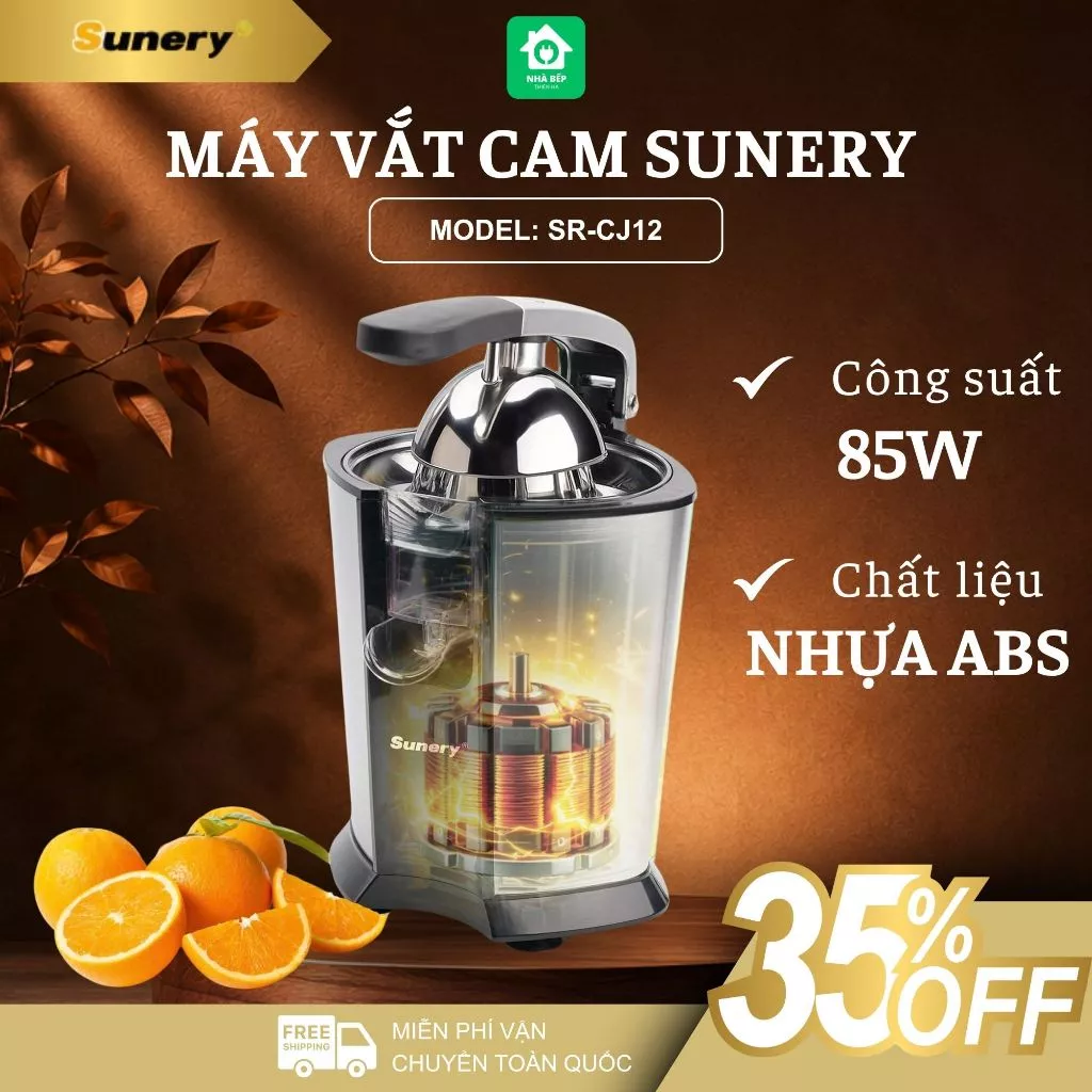Máy Vắt Cam Sunery SR-CJ12 Công Suất 85W Ép Nhanh Kiệt Nước, Tự Đảo Chiều Dễ Sử Dụng Tiện Lợi - Nhà Bếp Thiên Hà