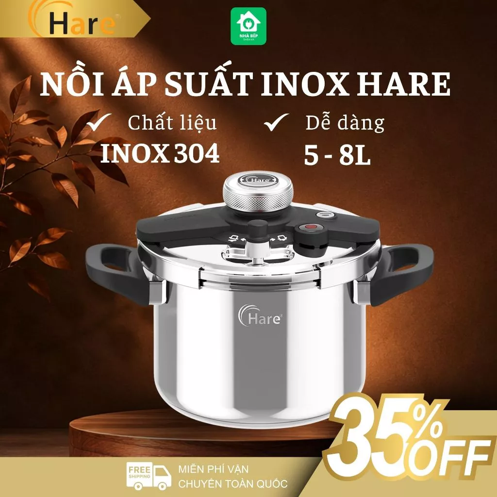 Nồi Áp Suất Inox Hare Inox 304 Cao Cấp, Đáy 5 Lớp Truyền Nhiệt Nhanh An Toàn Khi Sử Dụng - Nhà Bếp Thiên Hà