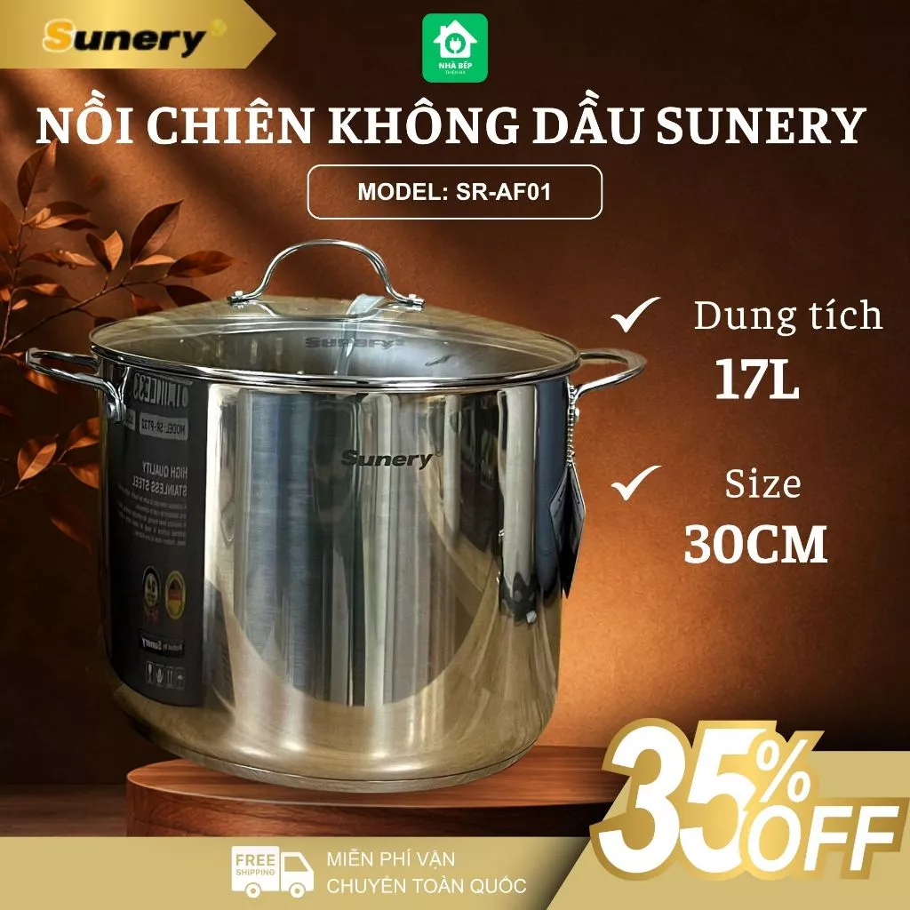Nồi Luộc Gà Inox Sunery SR-PT32 Dung Tích Lớn Size 32 Cm Đa Năng, Đáy 5 Lớp - Nhà Bếp Thiên Hà