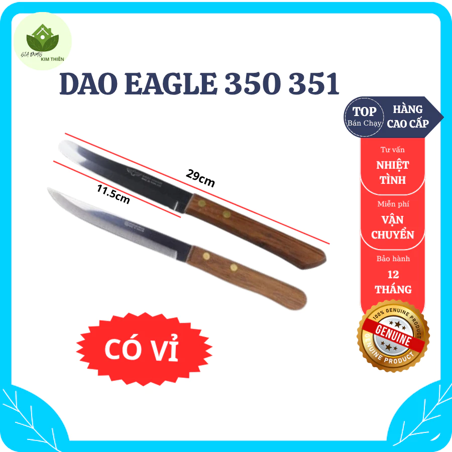 Dao Gọt Trái Cây Eagle 350 351 Thái Lan Chính Hãng, Dao Gọt Hoa Quả Cán Gỗ Mũi Tròn Siêu Bén - Gia Dụng Kim Thiên