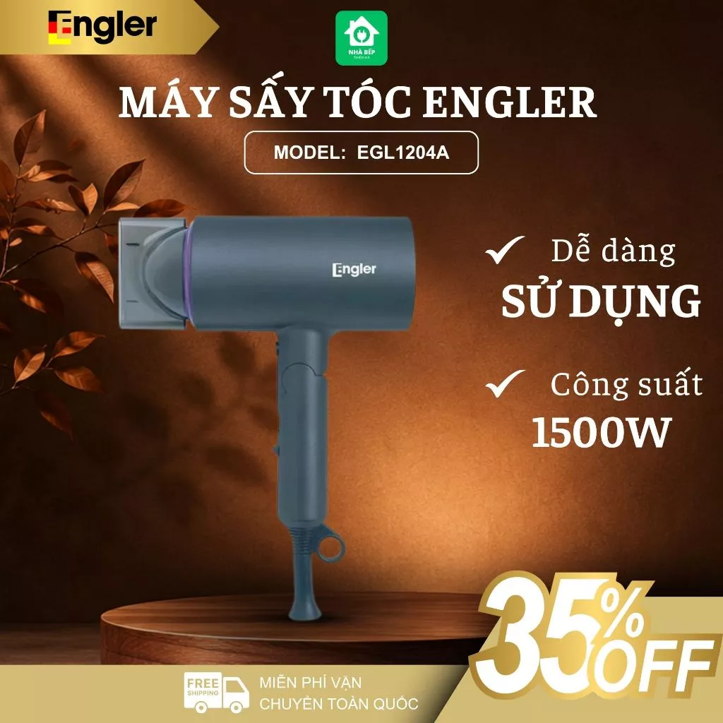 Máy Sấy Tóc Engler EGL1204A Công Suất 1600W, Công Nghệ Ion Âm Bảo Vệ Tóc Sấy Nhanh Gọn Nhẹ - Nhà Bếp Thiên Hà