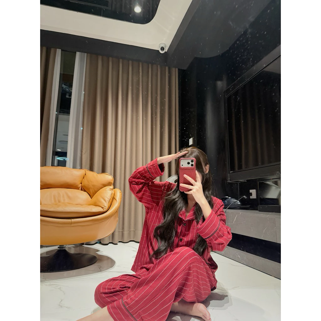 Set pijama dài tay KẺ SỌC TRẮNG thu CHUNCHUN