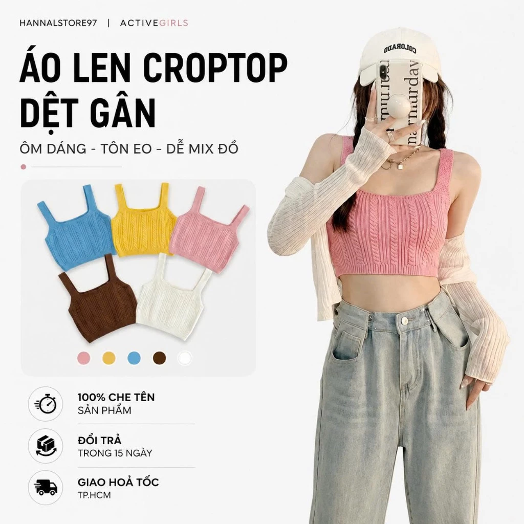 Áo croptop nữ - Áo hai dây bản to phối đồ siêu xinh - Hannalstore97 - A001