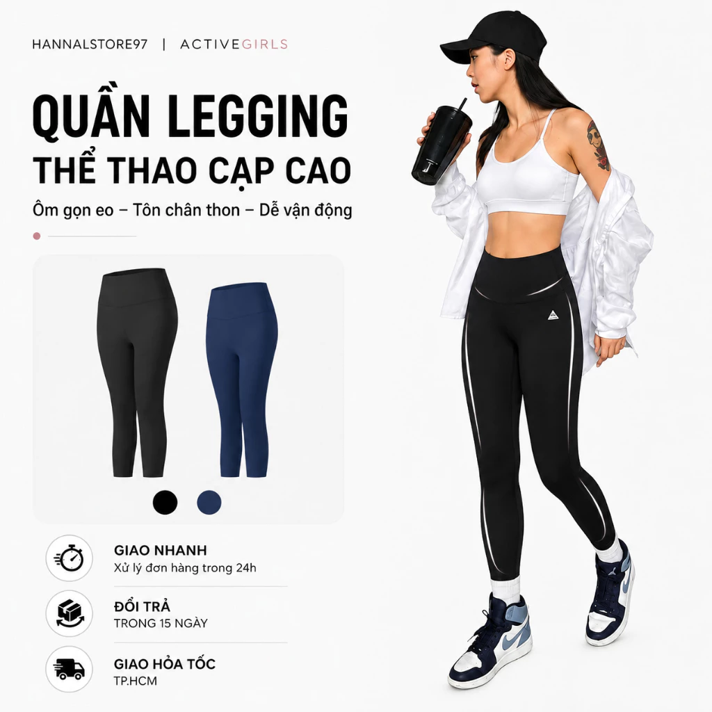 Quần Legging Dài Nữ - Chất Su Đúc 7.0 – Nâng Mông, Tôn Dáng, Co Giãn Tốt | Hannal Store 97