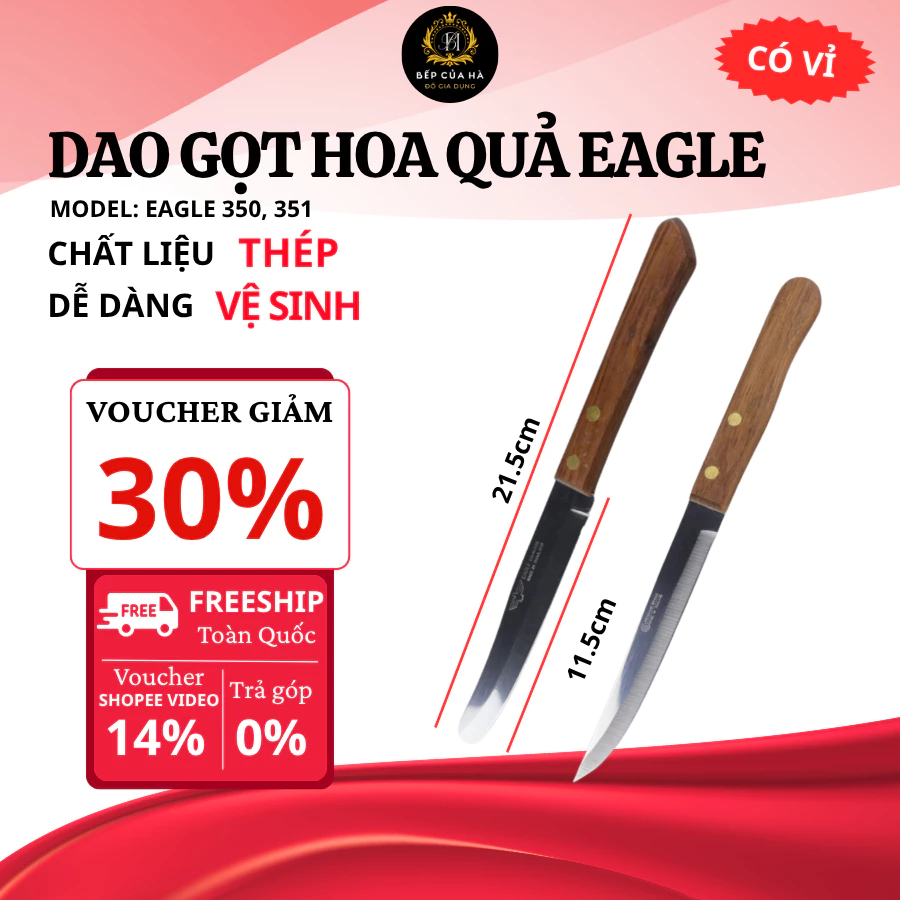 Dao Gọt Hoa Quả Eagle Thái Lan 351 352 Cán Gỗ Cao Cấp, Dao Nhà Bếp Sắc Bén Tiện Dụng - Bếp Của Hà