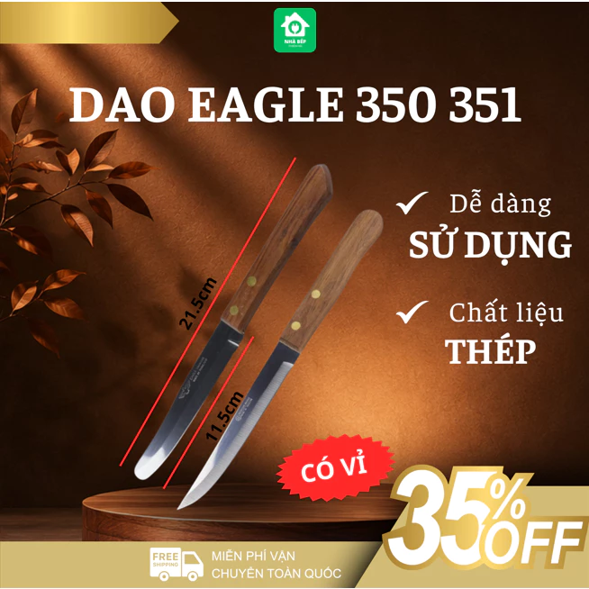 Dao Eagle 350 351 Cán Cầm Gỗ Chắc Chắn Lưỡi Dao Sắc Bén Bền Bỉ An Toàn Khi Sử Dụng  - Nhà Bếp Thiên Hà