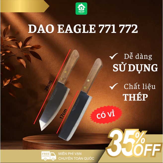 Dao Eagle 771 772 Lưỡi Dài 18cm, Chất Liệu Thép Không Gỉ Sắc Bén Sử Dụng Lâu Dài An Toàn - Nhà Bếp Thi