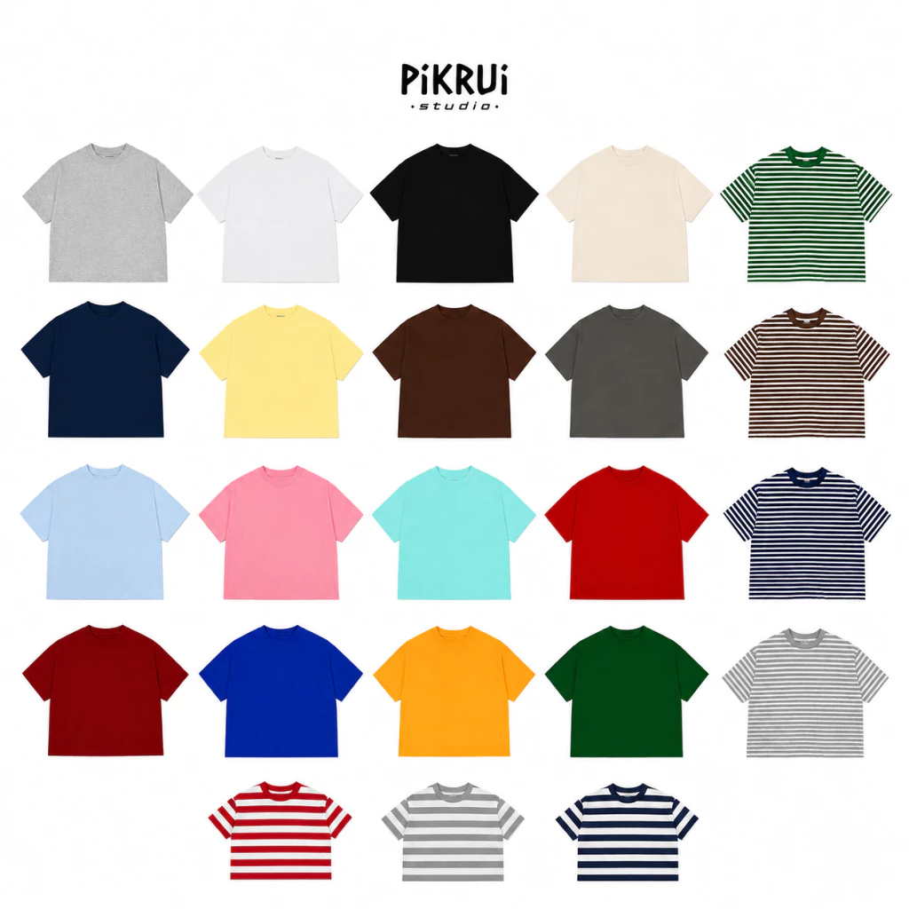 Áo Thun Nam Nữ Form Boxy Oversize - Áo Thun Trơn Basic Unisex - Vải Cotton 250GSM - Pikrui studio