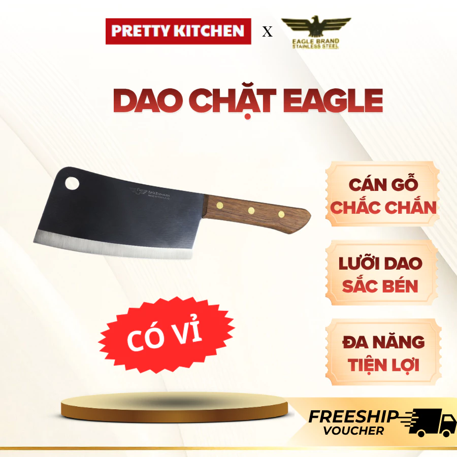 Dao Chặt Eagle Thái Lan 19cm, Dao Chặt Xương Cán Gỗ Tay Cầm Chắc Chắn Cắt Thái Tiện Lợi -  Pretty Kitchen