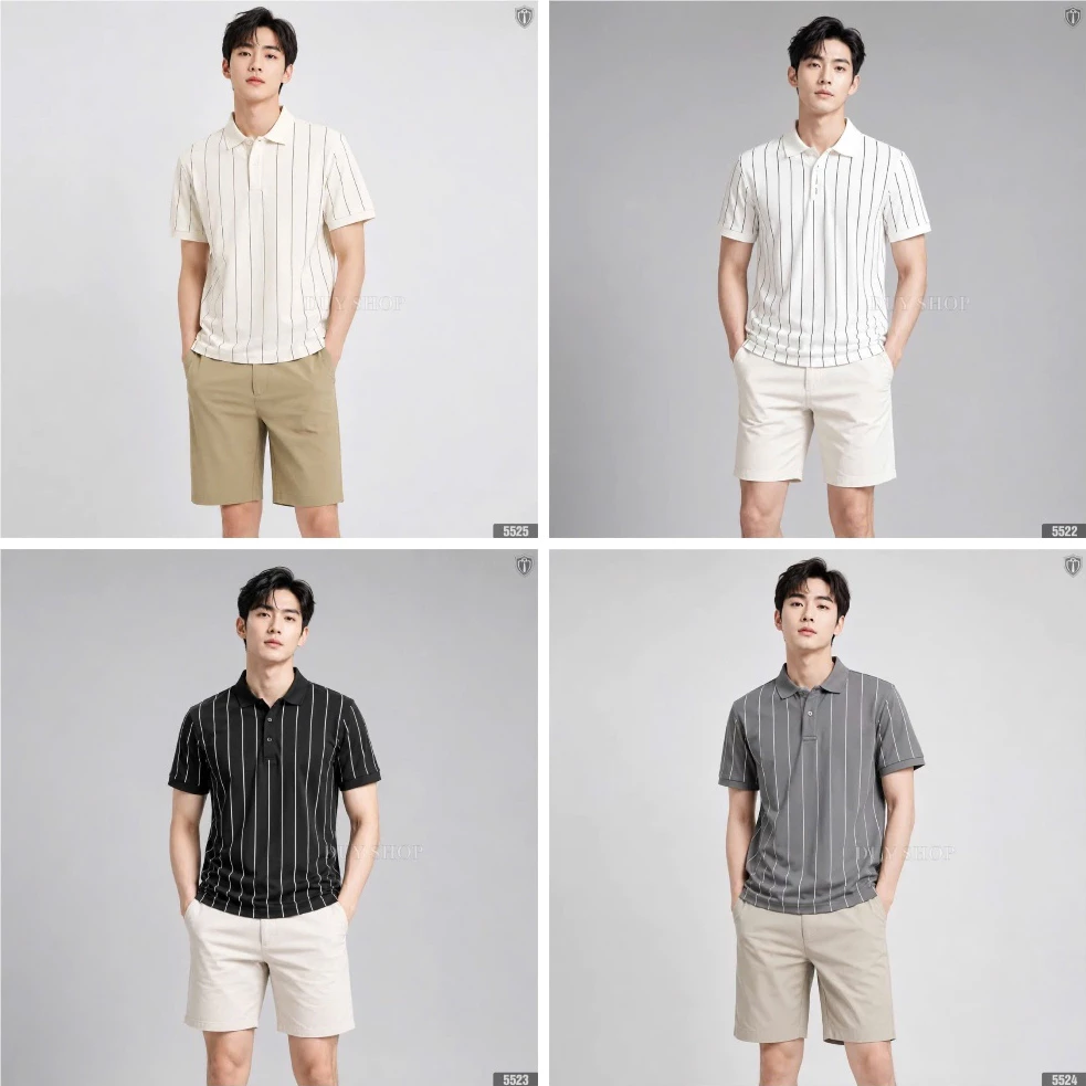Aó Polo Nam/Nữ Kẻ Sọc Dọc, Chất Liệu Cá Sấu Co Giãn Nhẹ,Đứng Form Thoáng Mát Thanh Lịch Dễ Phối Đồ