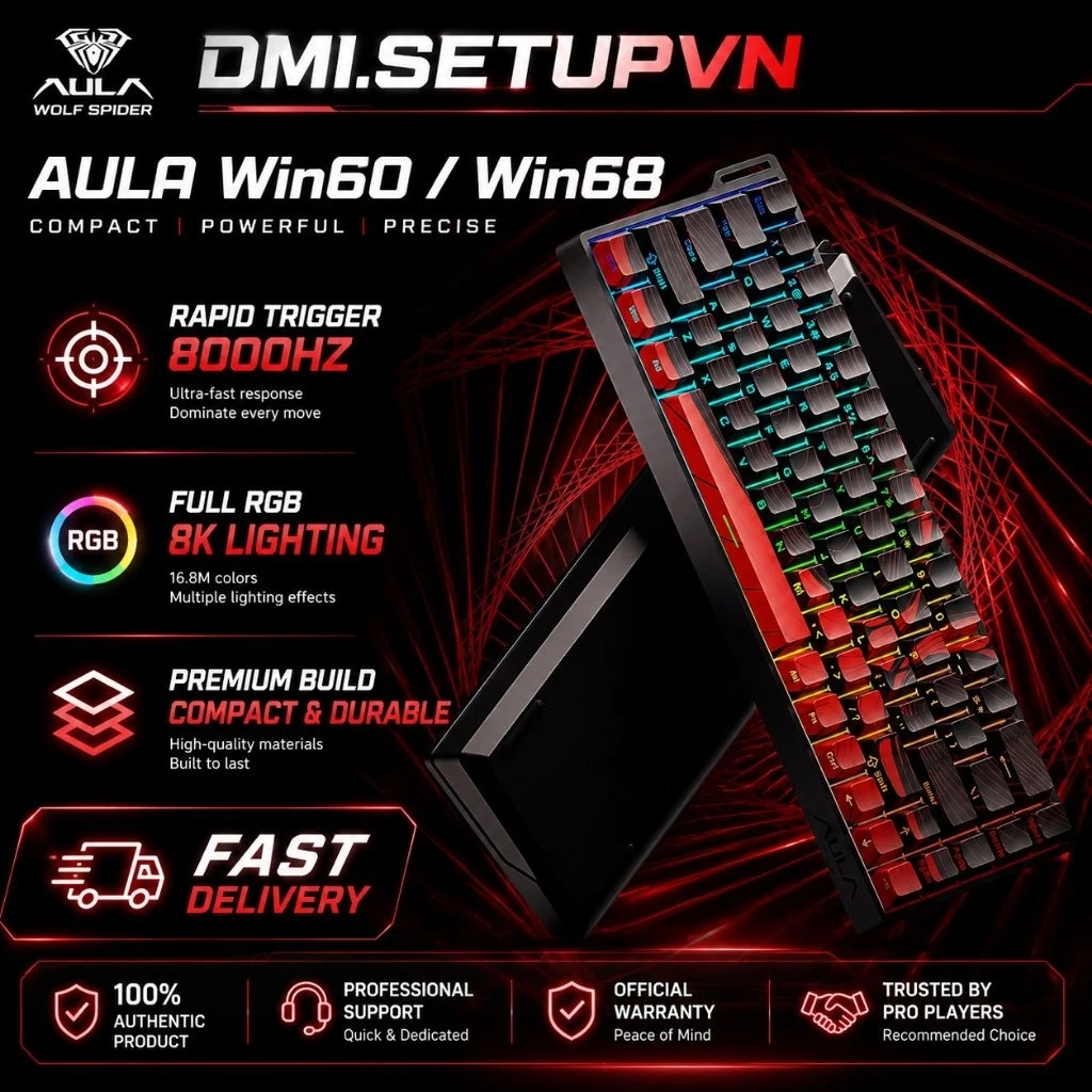 🔥 [HOẢ TỐC] Chính hãng   Bàn Phím Cơ Gaming WIN68HE | WIN60HE   | Rapid Trigger | 8000Hz