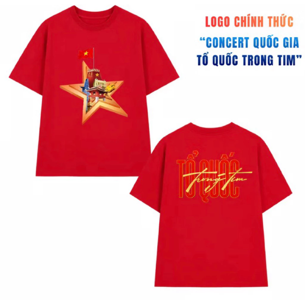 Áo Thun Logo Concert Tổ Quốc Trong Tim, Unisex Nam Nữ, Form Rộng L1 Cotton Thoáng Mát