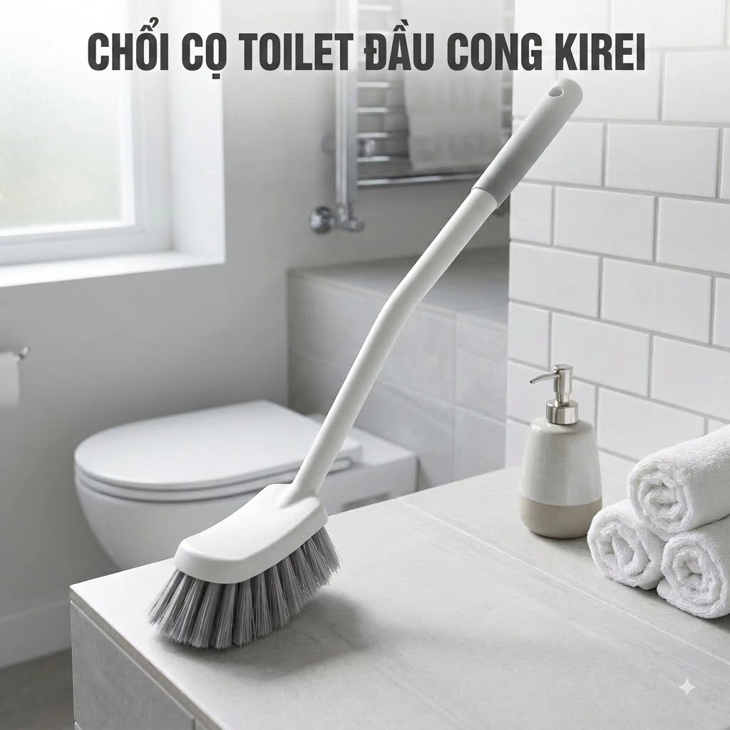 CHỔI CỌ TOILET ĐẦU CONG KIRE, Tay cầm rất dễ điều khiển và cầm nắm