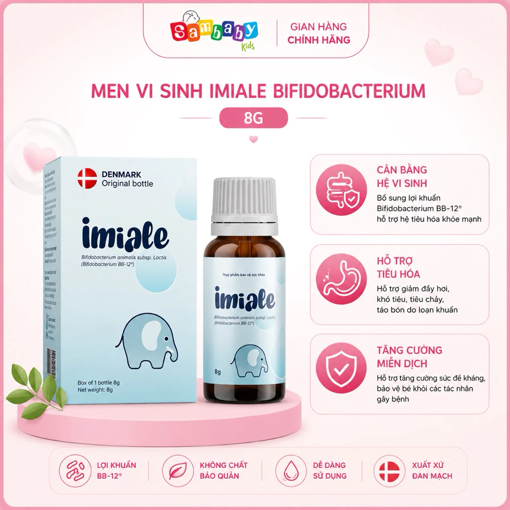 Men Vi Sinh Imiale Bifidobacterium BB-12 Nhập Khẩu Đan Mạch 8g - Hỗ Trợ Cân Bằng Hệ Vi Sinh Đường Ruột, Hỗ Trợ Tiêu Hoá