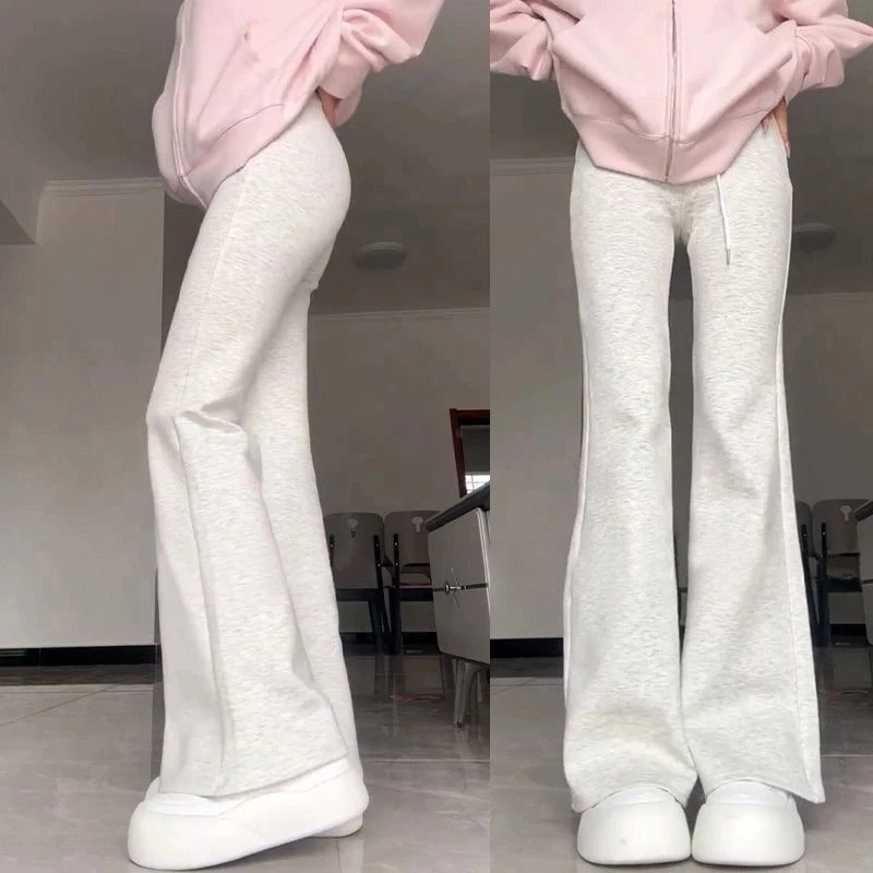 Quần Nỉ Xám Tiêu Nữ ỐNG LOE Cạp Chun Ôm Đùi Quần Nỉ Loe 2 Da Nữ BIGSIZE Nâng Mông Siêu Tôn Dáng BEU