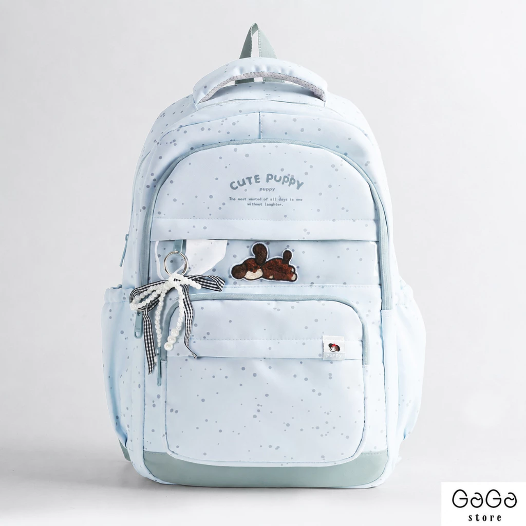 Balo đi học thêu cún CUTE PUPPY nhiều ngăn  phong cách ulzzang vừa laptop 15.6 icnh B991