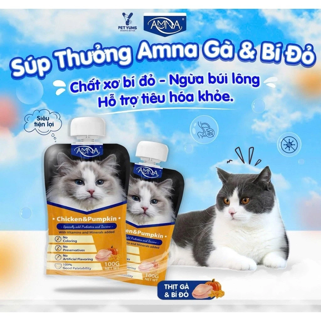 Súp Thưởng AMNA Nắp Vặn Cho Mèo Gói 120g