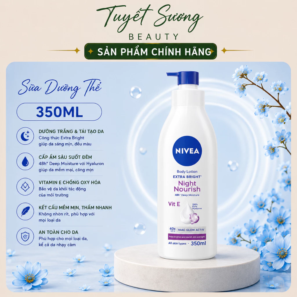 Sữa Dưỡng Thể NIVEA Dưỡng Sáng Mịn Da Ban Đêm (350 ml) - 98412