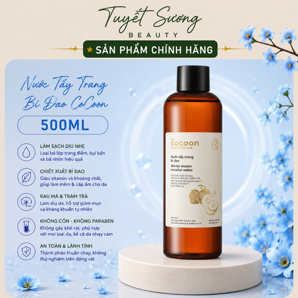 Nước tẩy trang bí đao Cocoon tẩy sạch makeup & giảm dầu 500ml
