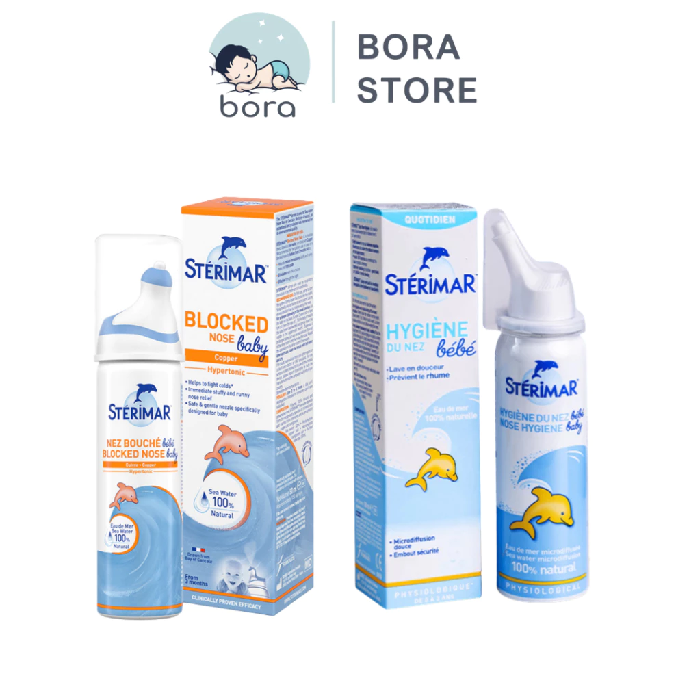 Xịt muối biển Stérimar Pháp cá heo vệ sinh rửa mũi cho bé sơ sinh đến người lớn