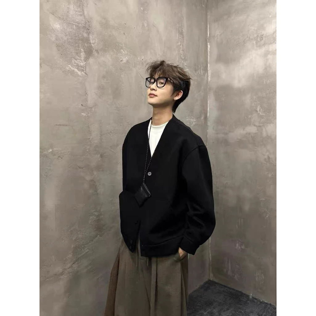 [Clean Fit] Áo khoác Cadigan Basic cho Nam kiểu dáng rộng Hàn Quốc - Minimal style