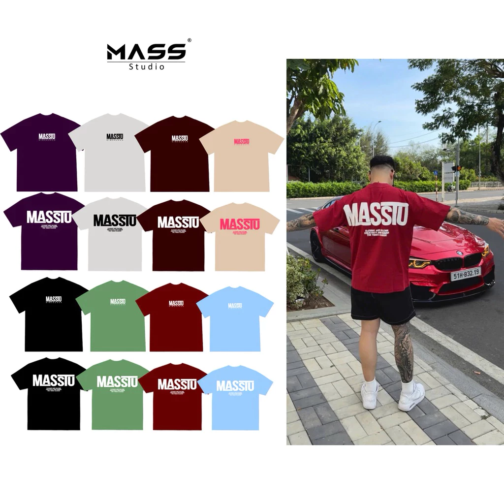Áo thun oversize MASSTU (ver2) brand  coton nam nữ cổ tròn