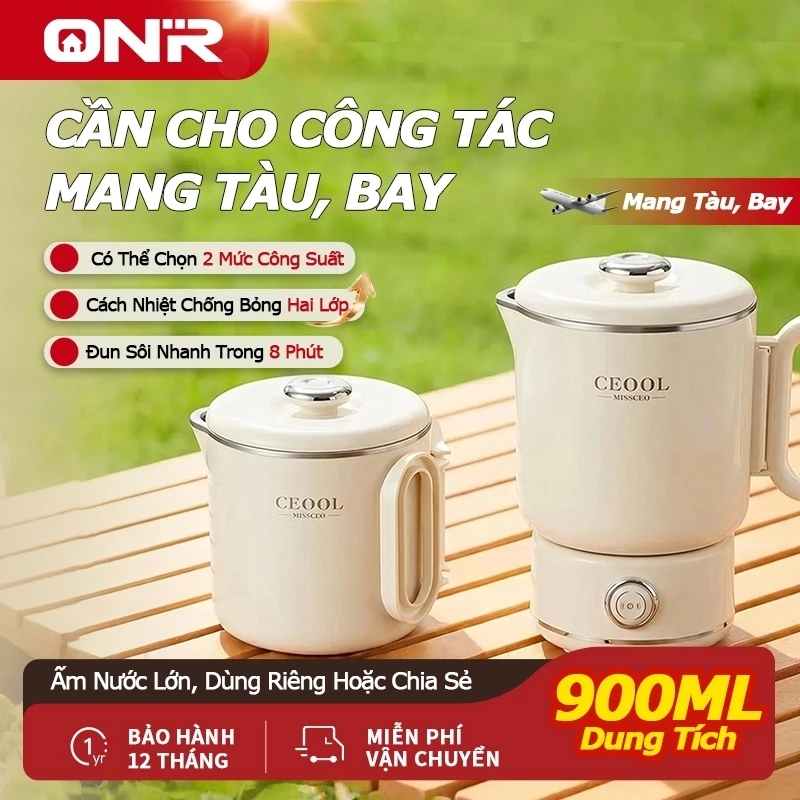 Nồi Lẩu Điện Mini 900ML, Ấm Siêu Tốc Mini Gấp Gọn 900ML Sử Dụng Trong Ký Túc Xá, Không Bị Khét Đáy