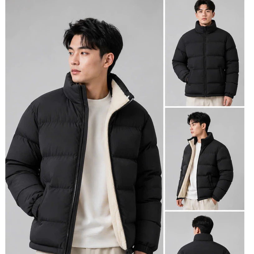 (HÀNG ĐẸP Áo Phao Nam Cổ Cao Lót Lông  Ấm áp  – Áo Khoác Nam Mùa Đông  Size M-XXL K&B FASHION