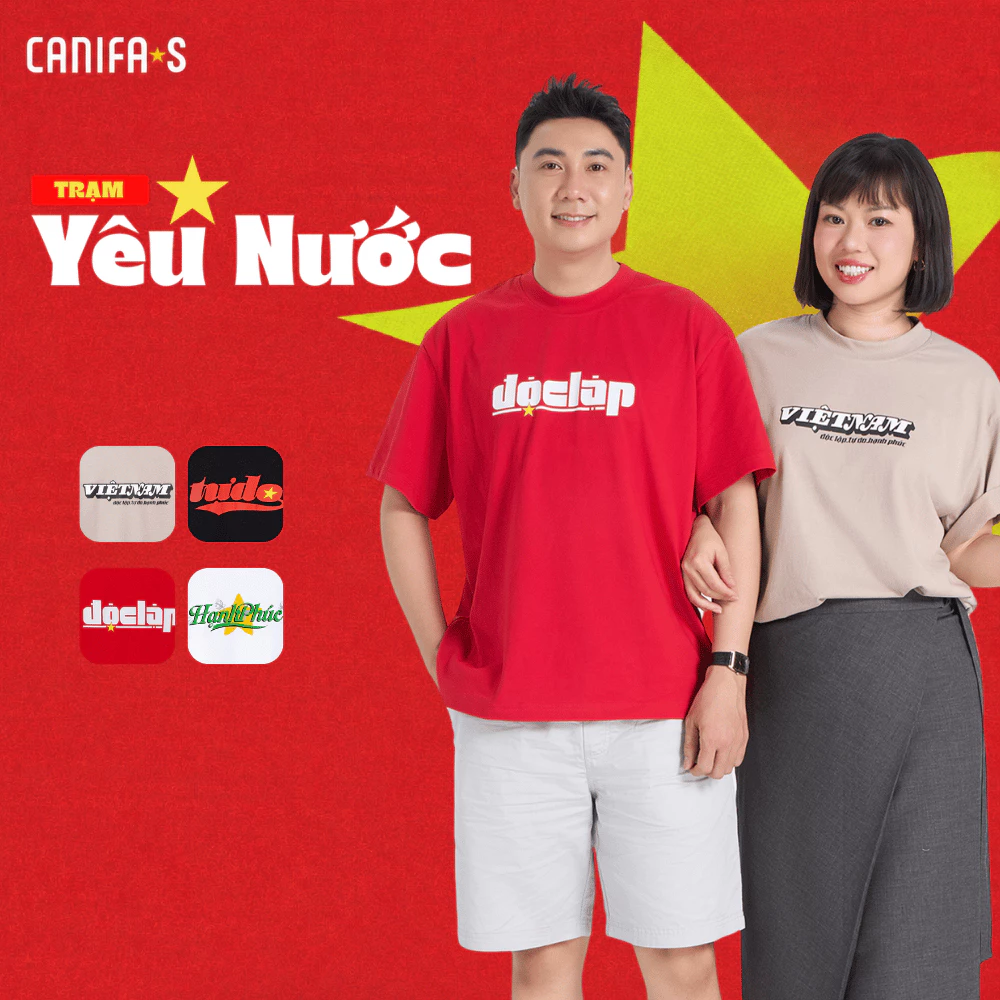 Áo Phông Boxy Unisex Người Lớn CANIFA Hạnh Phúc 5TS26S023