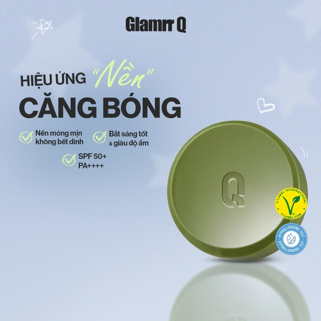 [GLAMRR Q x KOL] Phấn Nước Căng Bóng GLAMRR Q Vegan Super Glow Cushion SPF50+/PA++++ (1 lõi x 15g)