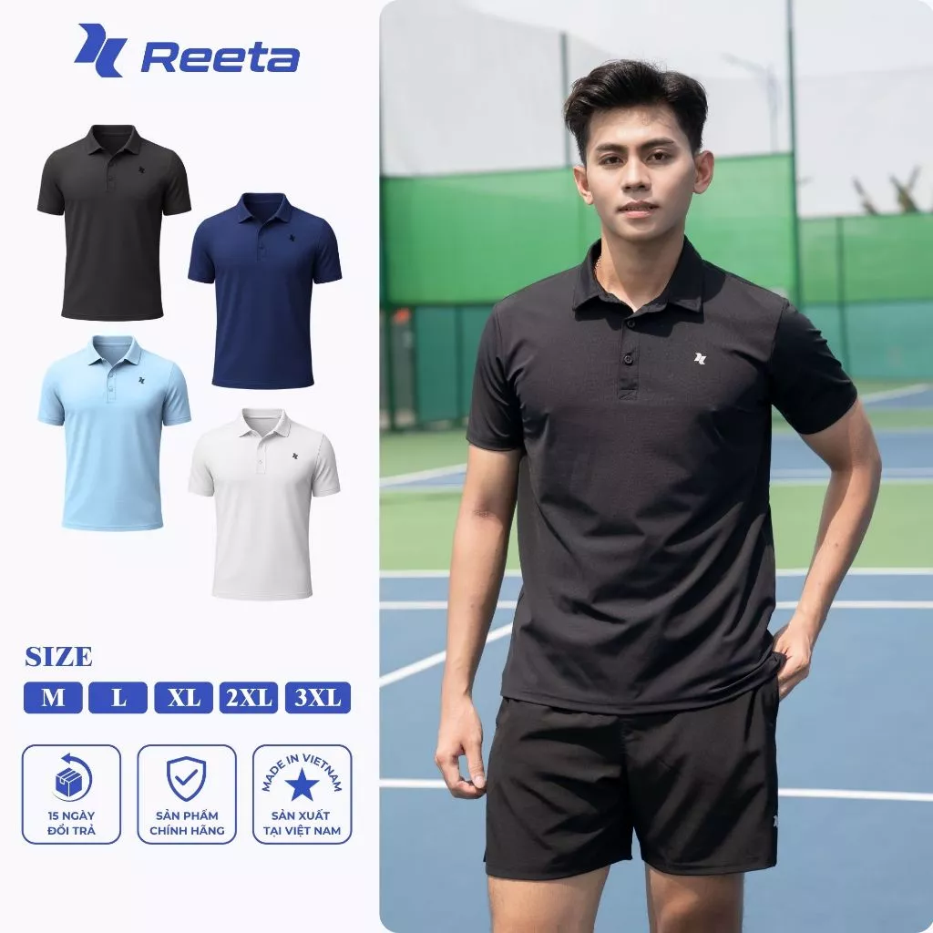 Áo polo thể thao nam Reeta chất vải Excool cao cấp thoáng khí mềm mại co giãn 4 chiều - A0412