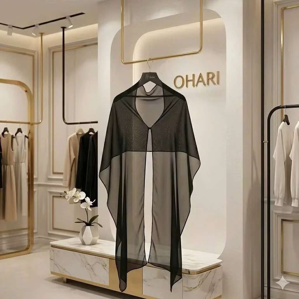 Áo choàng voan tơ nút cài thiết kế basic