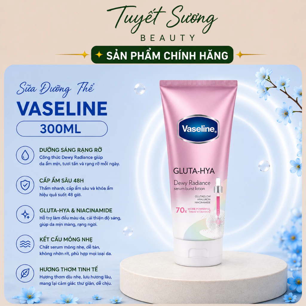 [SVIP] Sữa Dưỡng Thể VASELINE Gluta-Hya Dưỡng Da Sáng Rạng Rỡ 300ml