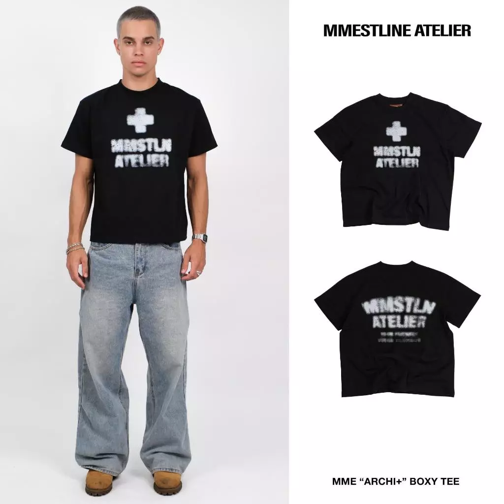 Áo thun MMESTLINE "ARCHI+" form Boxy chất liệu Premium Cotton in lụa Trame nổi và chìm