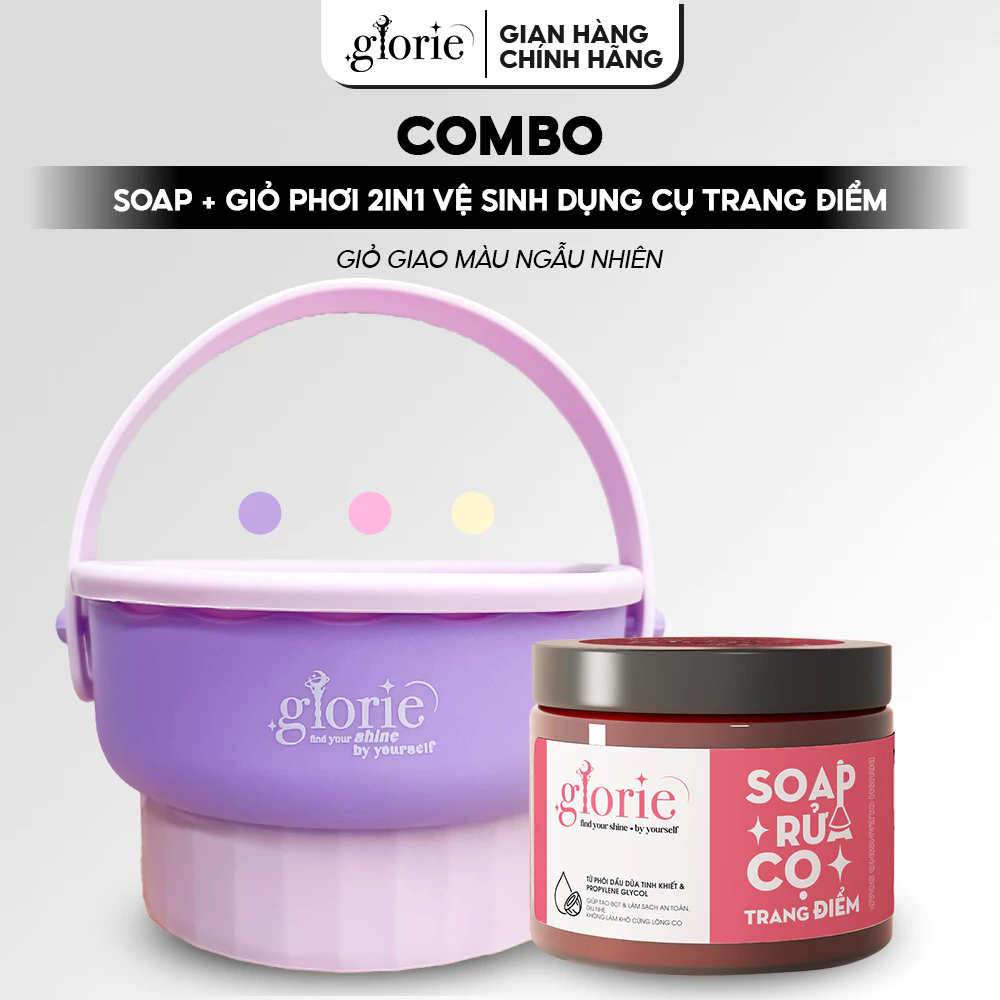 COMBO Soap + Giỏ Phơi 2IN1 Vệ Sinh Dụng Cụ Trang Điểm