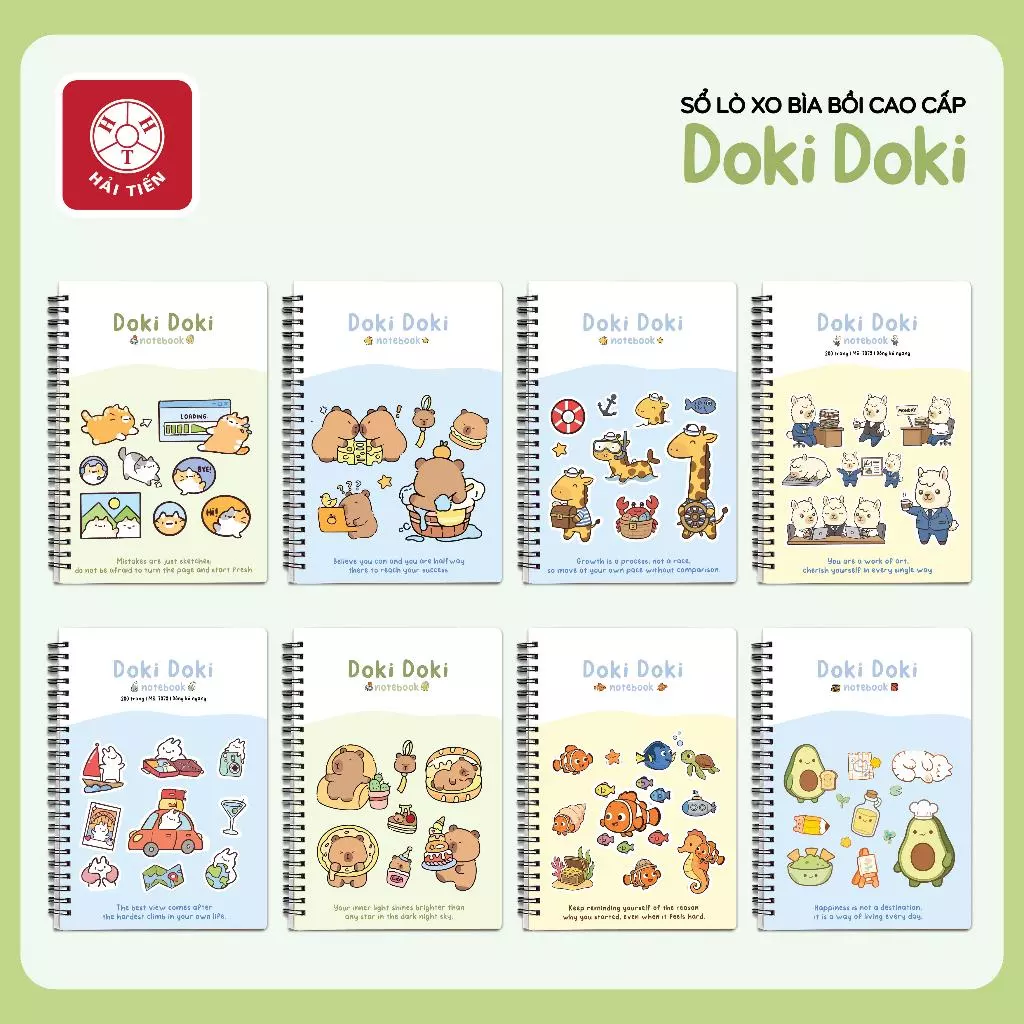 HẢI TIẾN Sổ lò xo bìa bồi kẻ ngang - DokiDoki (A4,A5,A6,A7,B5)