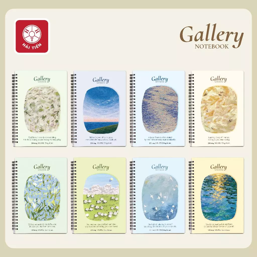 HẢI TIẾN Sổ lò xo bìa bồi Gallery - ĐL 80g/m2 (A4,A5,A6,A7,B5 - 200 trang)