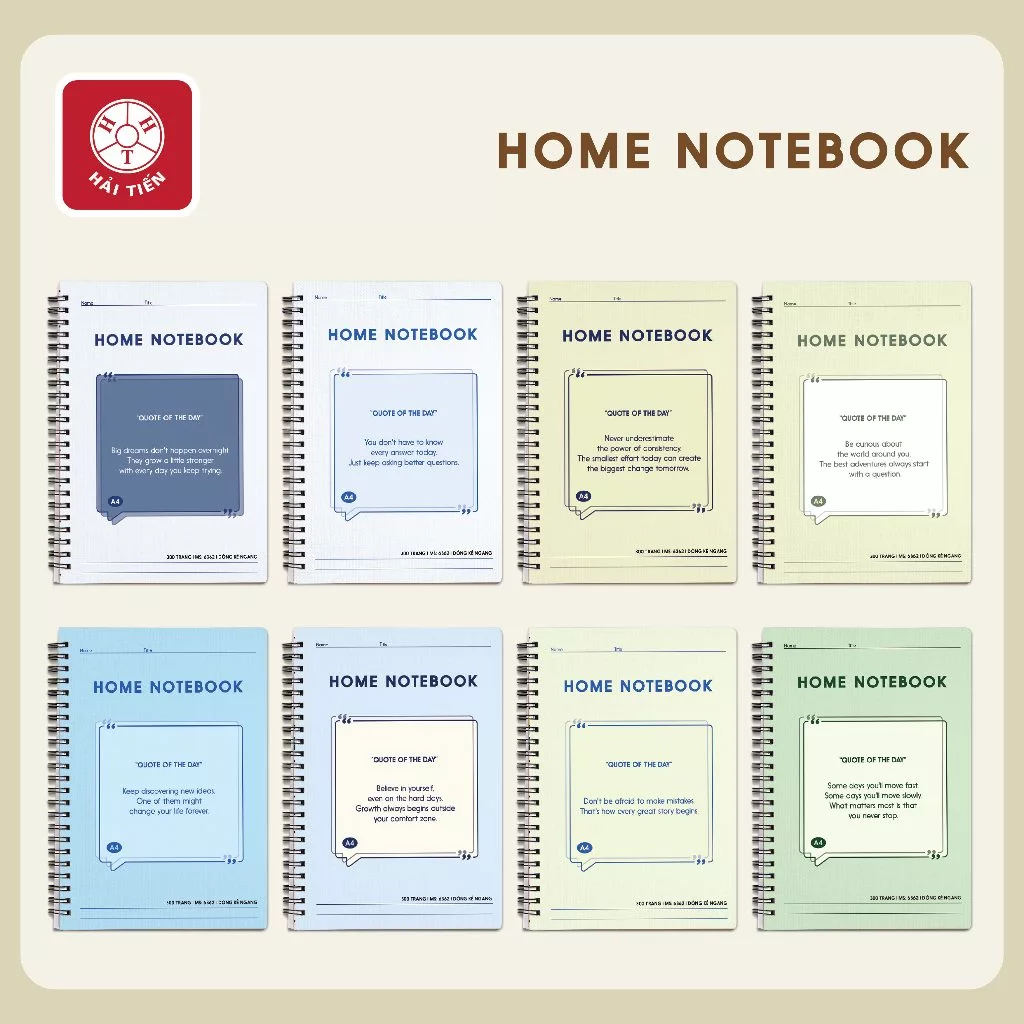 HẢI TIẾN Sổ lò xo bìa bồi cao cấp Home - A4, A5, A6, B5