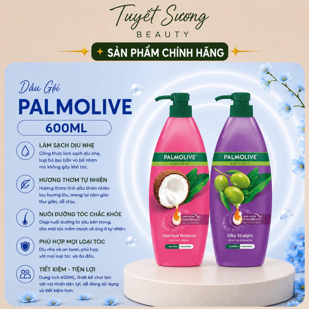 Dầu gội Palmolive kèm xả 2 trong 1 chiết xuất thiên nhiên 600ml