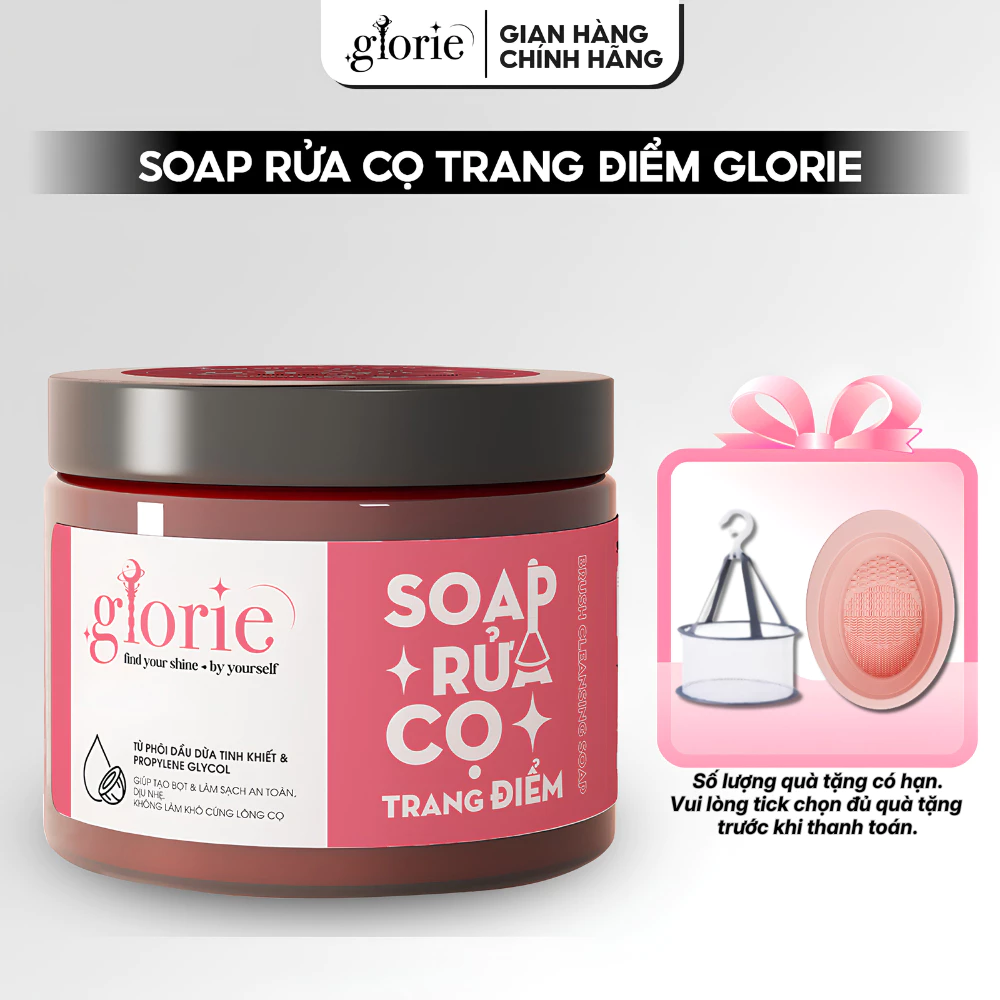 [TICK QUÀ TẶNG KÈM] Soap Rửa Cọ Trang Điểm Glorie - Hũ 130gram