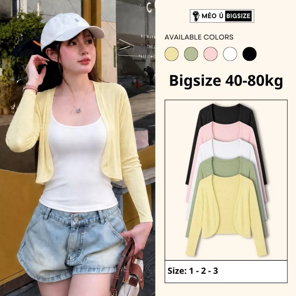 Áo khoác cardigan nữ BIGSIZE Mèo Ú dáng croptop dài tay trẻ trung tôn dáng dễ phối đồ 318